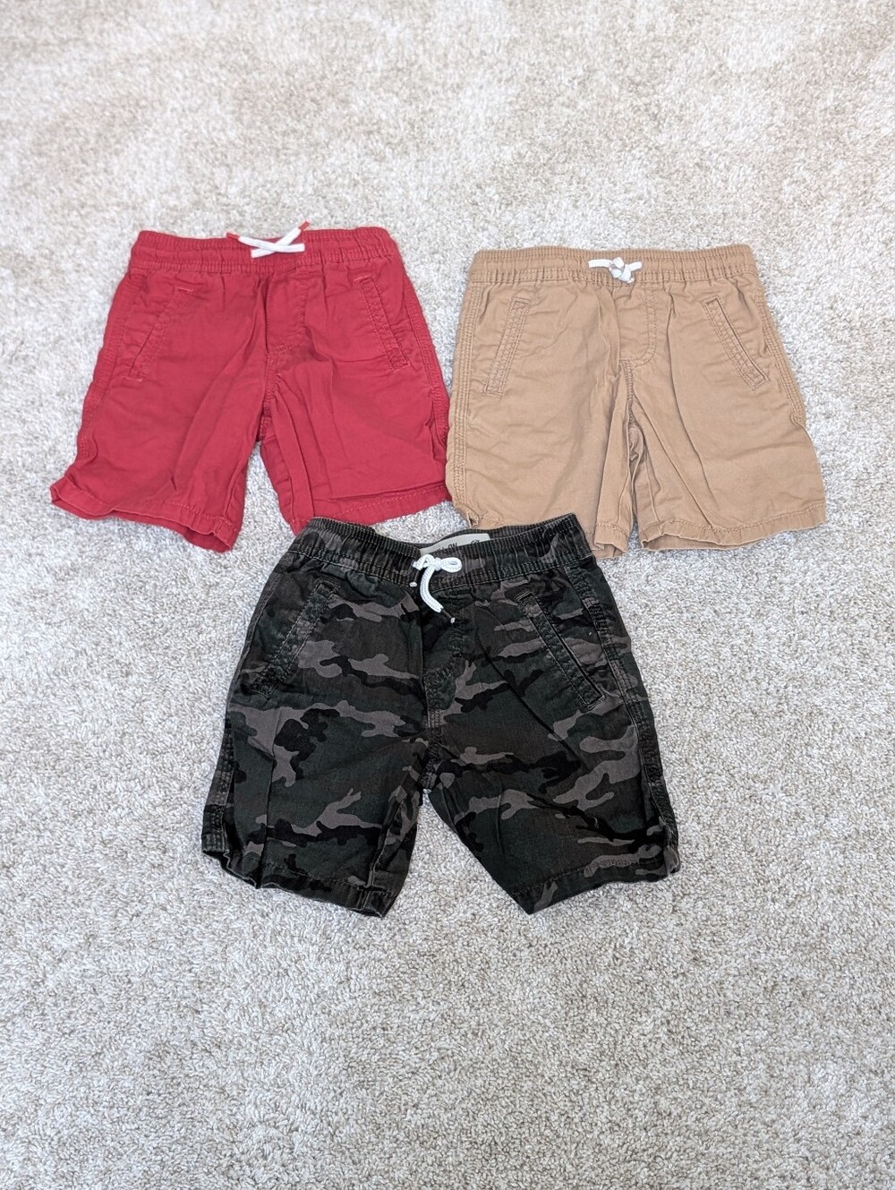 Denim and Co Twill Shorts - Red, Khaki and Camo Green - 3T